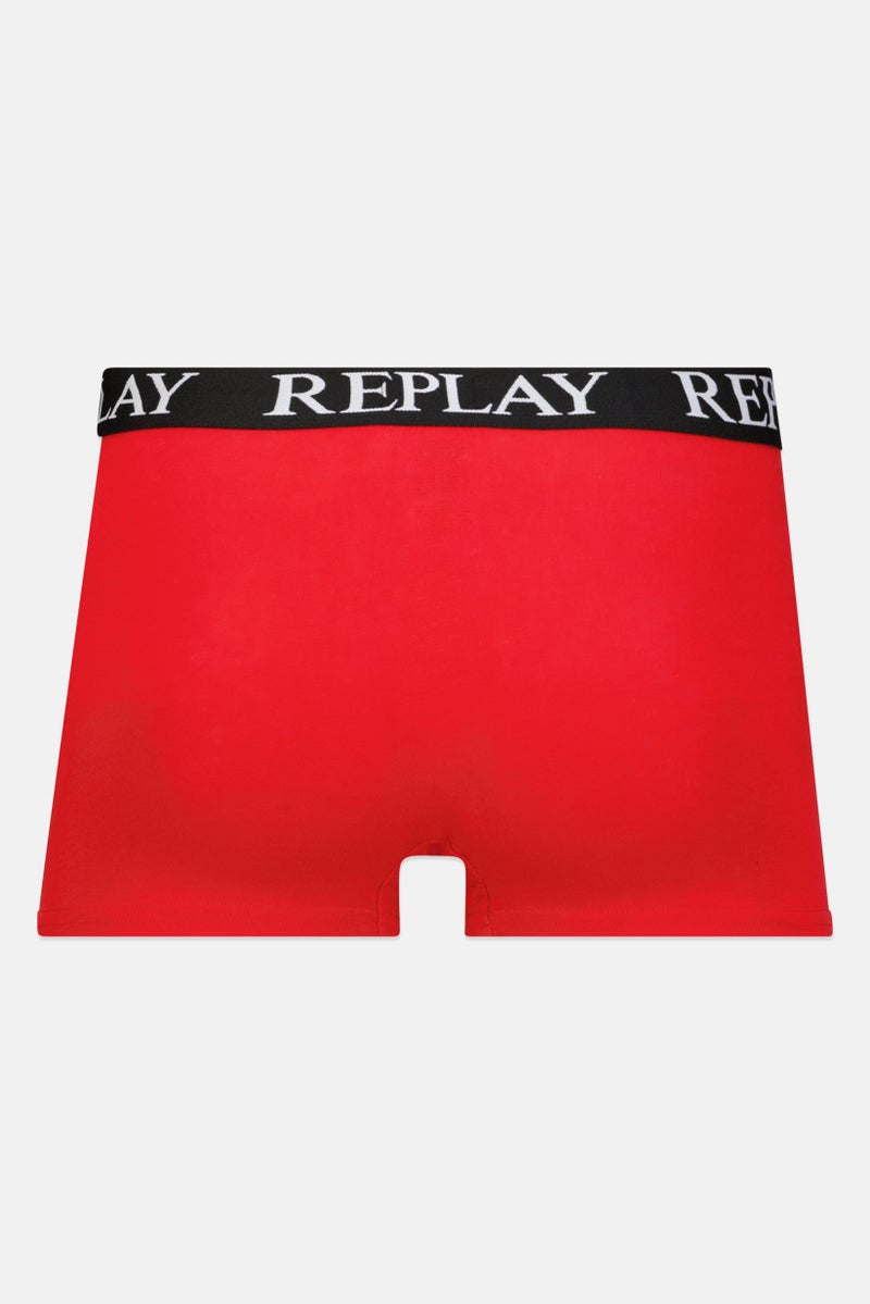 Replay Men 2 Pc Cotton Stretch Trunks, Red  - Image 3