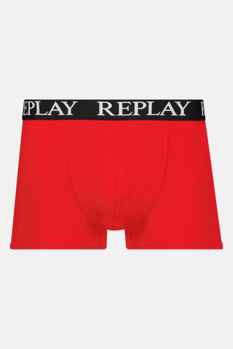 Replay Men 2 Pc Cotton Stretch Trunks, Red  - Image 5