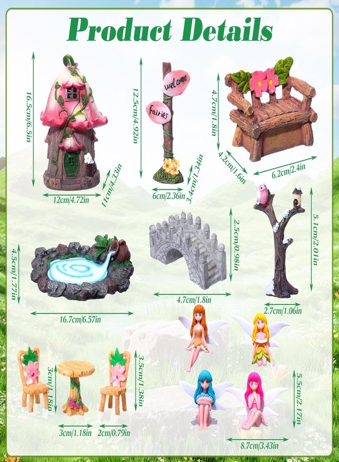 Poen 106 Pcs Fairy House Garden Figurines Kit Resin Fairy Garden Accessories Outdoor Micro Landscape Terrarium Ornaments Wildflower Butterfly Mushroom Party Supplies Micro Landscape for DIY Dollhouse - Image 2
