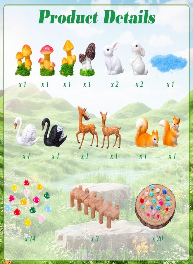 Poen 106 Pcs Fairy House Garden Figurines Kit Resin Fairy Garden Accessories Outdoor Micro Landscape Terrarium Ornaments Wildflower Butterfly Mushroom Party Supplies Micro Landscape for DIY Dollhouse - Image 4
