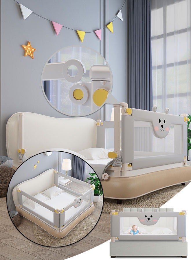 Eoptify Baby Bed Fence for Kids, Foldable & Adjustable Rail Guard Protector for Newborn Baby, Extra Long Bed Crib Bumper for Children's Bed, Bear Safety Bedrail Rail for Toddlers Sleeping Bed Rails - Image 2