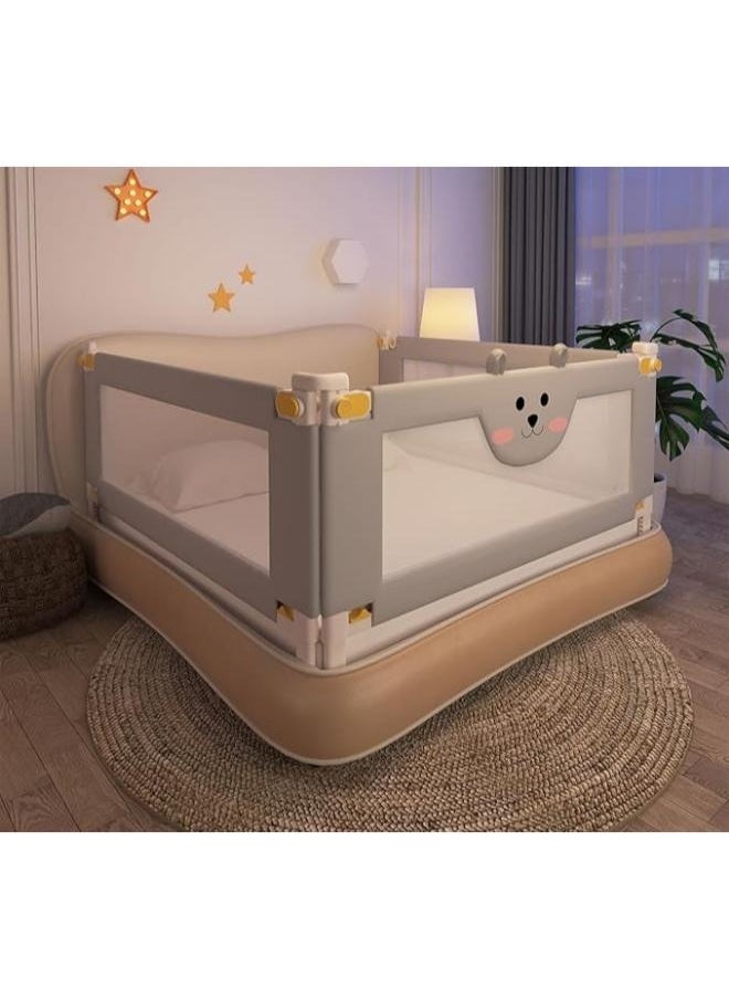 Eoptify Baby Bed Fence for Kids, Foldable & Adjustable Rail Guard Protector for Newborn Baby, Extra Long Bed Crib Bumper for Children's Bed, Bear Safety Bedrail Rail for Toddlers Sleeping Bed Rails  - Image 4