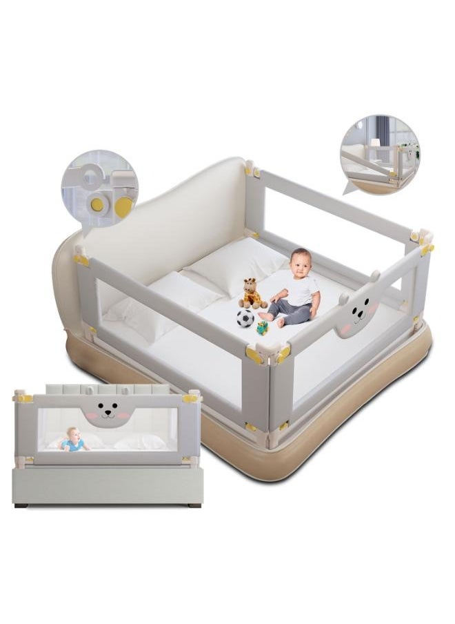 Eoptify Baby Bed Fence for Kids, Foldable & Adjustable Rail Guard Protector for Newborn Baby, Extra Long Bed Crib Bumper for Children's Bed, Bear Safety Bedrail Rail for Toddlers Sleeping Bed Rails  - Image 1