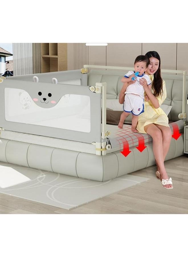 Eoptify Baby Bed Fence for Kids, Foldable & Adjustable Rail Guard Protector for Newborn Baby, Extra Long Bed Crib Bumper for Children's Bed, Bear Safety Bedrail Rail for Toddlers Sleeping Bed Rails  - Image 2