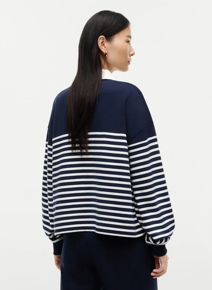 Tommy Hilfiger Gold-Tone Button Relaxed Polo Sweatshirt