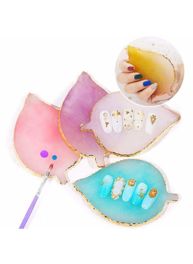 ccHuDE 1 Pcs Leaf Resin Nail Art Palette Painting Makeup Palette Tray Cosmetic Nail Gel Polish Colors Mixing Pallet Blue - Image 5