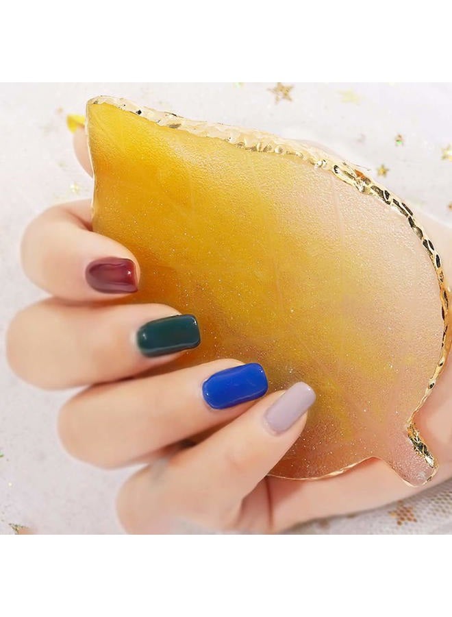 ccHuDE 1 Pcs Leaf Resin Nail Art Palette Painting Makeup Palette Tray Cosmetic Nail Gel Polish Colors Mixing Pallet Blue - Image 4