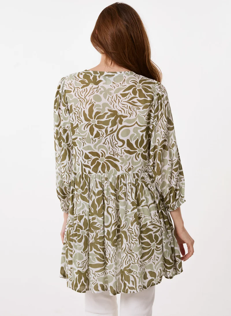 Blue Vanilla Crinkle Tunic Top