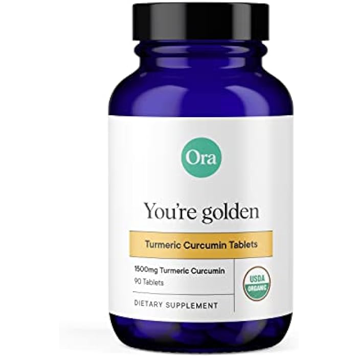 Ora Organic Turmeric Curcumin with Piperine - Pure Extracts for Joint Stress and Cardiovascular Health, Support Healthy Cognitive Function, No Filler Ingredients - 90 Vegan Tablets, 1 Month Supply - Image 1