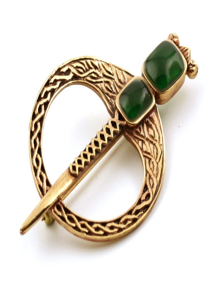 LynnAround Bronze Green Agate Celtic Knot Tara Brooch and Pins Norse Nordic Vintage Thailand Made Jewelry (Brooch V.2) - Image 1