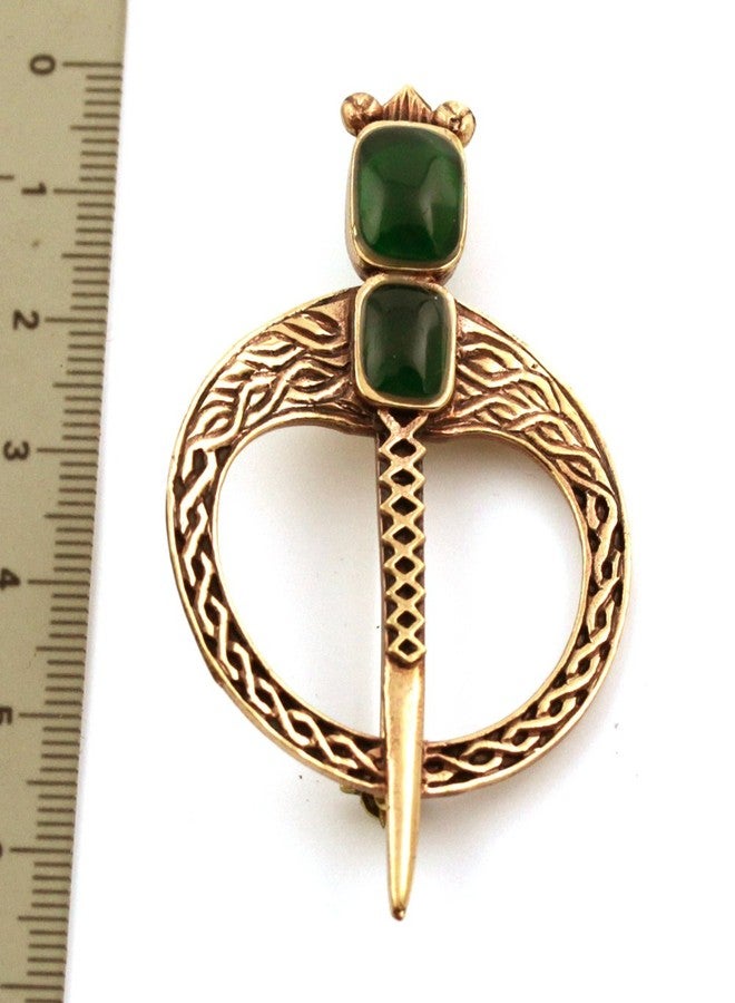 LynnAround Bronze Green Agate Celtic Knot Tara Brooch and Pins Norse Nordic Vintage Thailand Made Jewelry (Brooch V.2) - Image 4