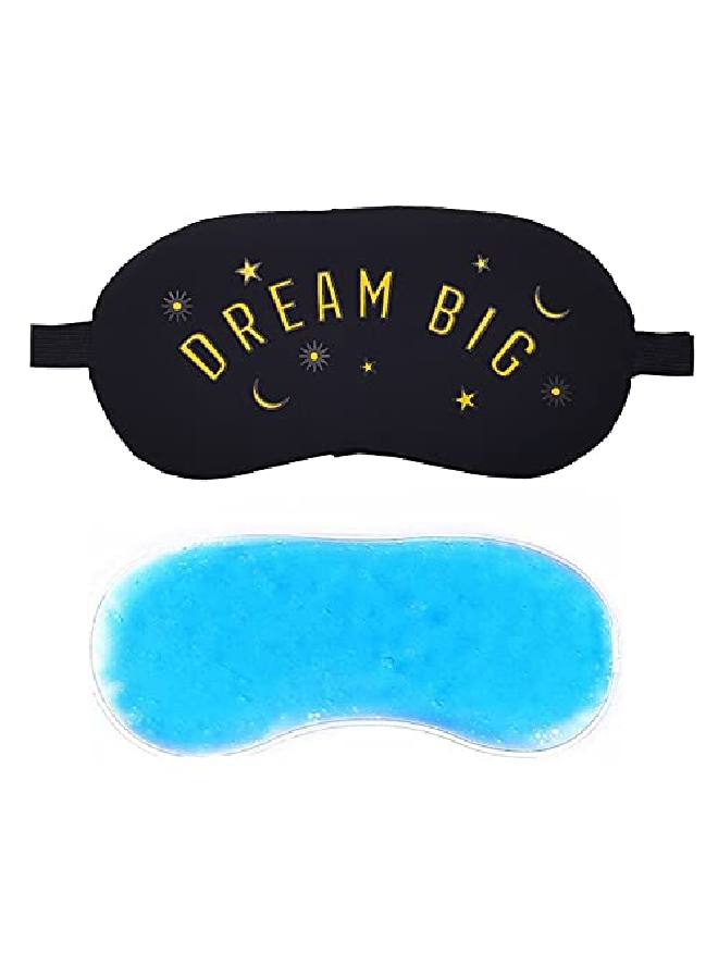 Jenna ™ Print Cute Sleeping Eye Shade Mask Cover for Insomnia Meditation Puffy Eyes and Dark Circles With Gel (Black) - Image 1
