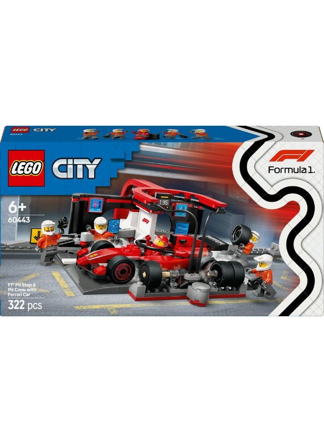 LEGO City F1 Pit Stop & Pit Crew with Ferrari Car Toy 60443 (Age 6+, 322 Pieces) - Image 2