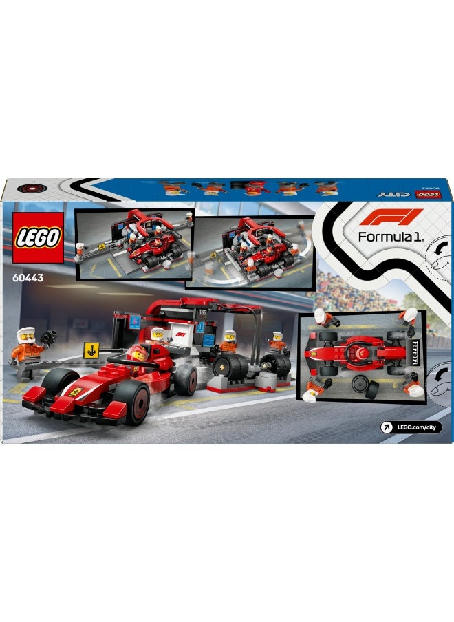 LEGO - City F1® Pit Stop & Pit Crew with Ferrari Car Racing Vehicle Toy 60443 (322) Pieces - Image 1