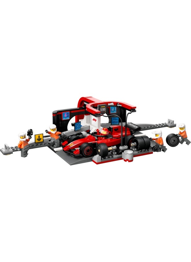 LEGO - City F1® Pit Stop & Pit Crew with Ferrari Car Racing Vehicle Toy 60443 (322) Pieces - Image 1