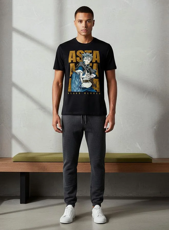 SP Characters Men Regular Fit Crew Neck Short Sleeves Asta Print T-shirt