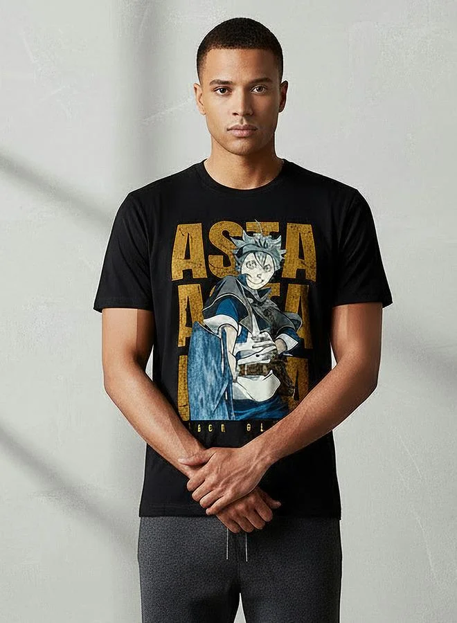 SP Characters Men Regular Fit Crew Neck Short Sleeves Asta Print T-shirt