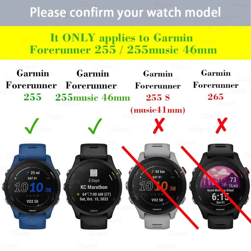 iDaPro [4 Pack] Screen Protector for Garmin Forerunner 255/255 Music 46mm Smartwatch + Silicone Anti-dust Plugs Tempered Glass Anti-Scratch Bubble-Free - Image 2