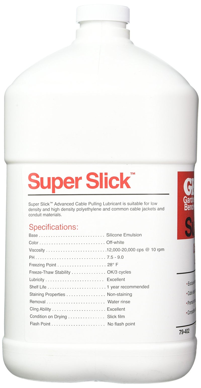 Gardner Bender 79-402 Super-Slick Cable Pulling Lubricant, 28° - 200°F, Dries Clear, Conduit Insulation, 1 Gal. Jug, White - Image 3
