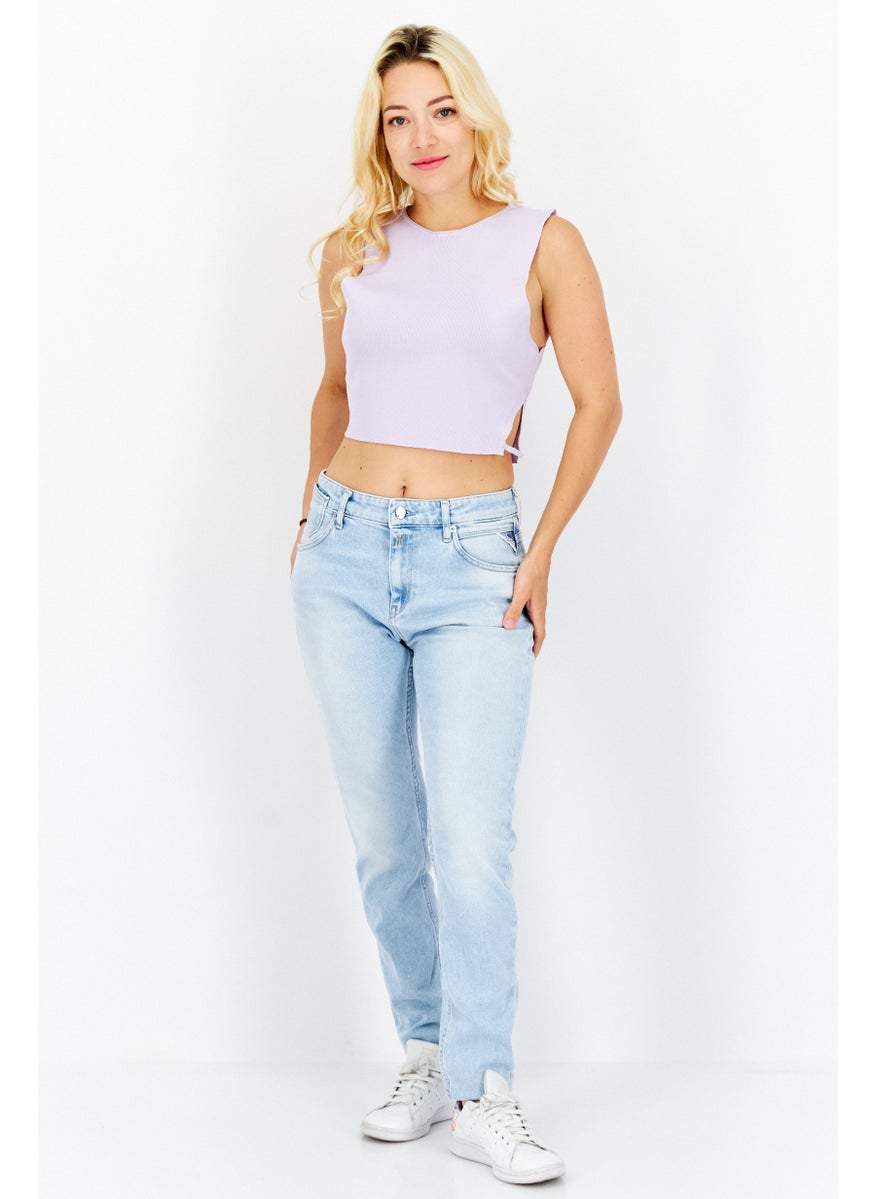 Missguided Women Petite Racer Neck Cut Out Side Crop Top, Purple  - Image 2
