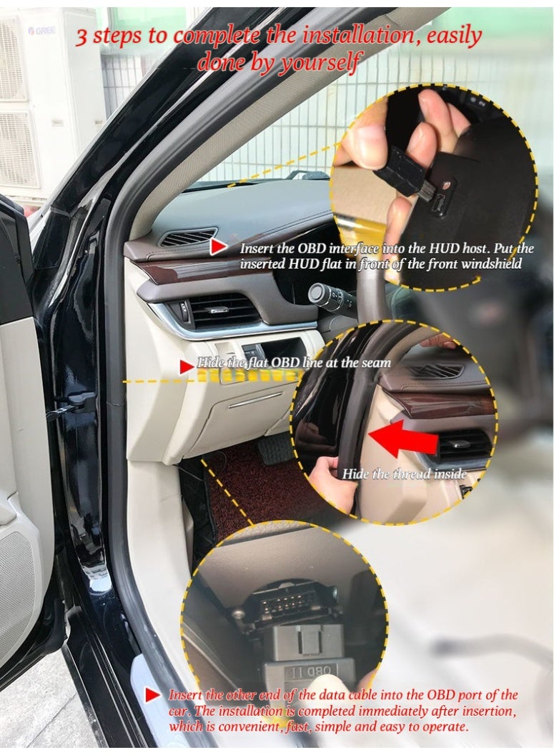 Generic Essential automotive advanced technology: HUD (Head-Up Display), OBD (On-Board Diagnostics), multifunctional instrument panel, speed, fuel consumption, water temperature, projection instrument.  - Image 5
