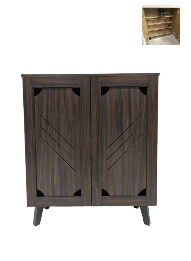 اكسيسن خزانات أحذية متعددة الطبقات مع بابين و4 أرفف، خزانة أحذية بسيطة ومقاومة للغبار 80*91*31.5 سم - Image 4