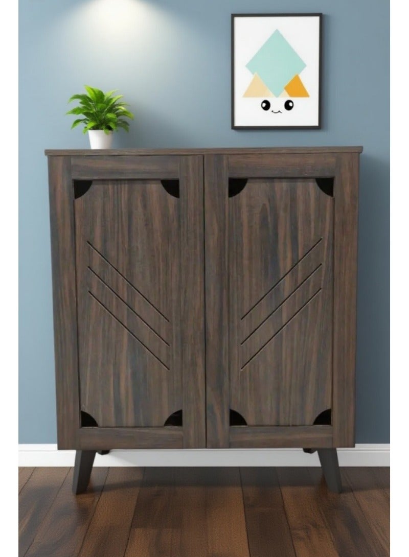 اكسيسن خزانات أحذية متعددة الطبقات مع بابين و4 أرفف، خزانة أحذية بسيطة ومقاومة للغبار 80*91*31.5 سم - Image 1