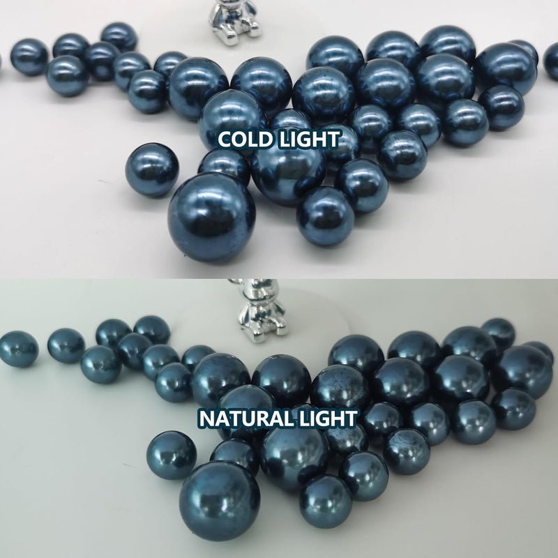 ZEBMOON 200PCS Navy Blue Faux Pearls Beads for Centerpiece Vases, Vase Filler Faux Pearls, No Holes Filler Beads for Party Anniversary Birthday Wedding Table Decor, 10/14/20/30mm - Image 3