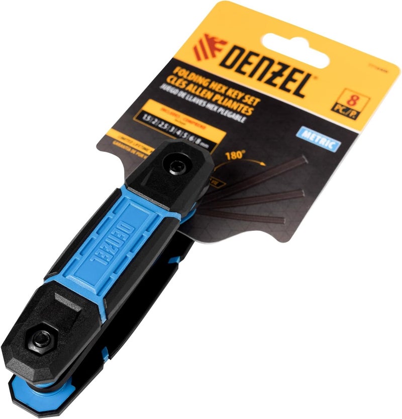 Denzel 8-Piece Metric Folding Hex Key Set – Compact Allen Wrench Toolkit - Image 3