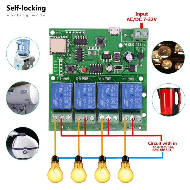 REES52 WiFi Wireless Inching Relay Monentary/Self-locking Smart Switch Module DIY Smart home Gadget DC 5-32V Input Ewelink App Compatible With Alexa Echo Google home Nest IFTTT SONOFF (ST-DC4) - Image 3