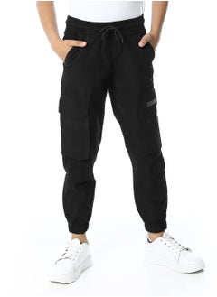 Andora Elastic Waist Boys Cargo Pants_Black  - Image 1
