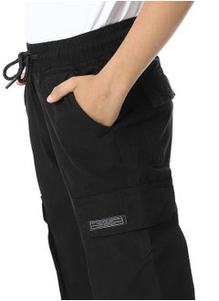 Andora Elastic Waist Boys Cargo Pants_Black  - Image 4