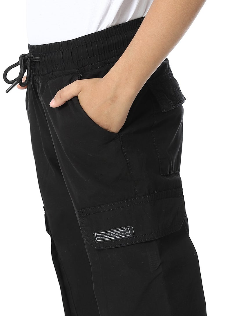 Andora Elastic Waist Boys Cargo Pants_Black  - Image 4