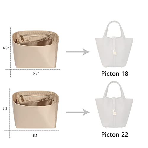ZTUJO Hermes ZTUJO Picotin 18 Organizer Insert, Luxury Purse Organizer Insert, Silky Smooth Fits Bags (Beige) - Image 2