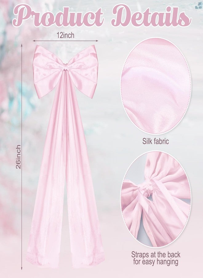 Knitgrip Large Wedding Pew Bows with Long Tails 12 x 29.5 Inch Wedding Aisle Decorations Bows Satin Ribbon Background Decor for Bridal Shower Reception Ceremony(Pink,24 Pcs) - Image 2