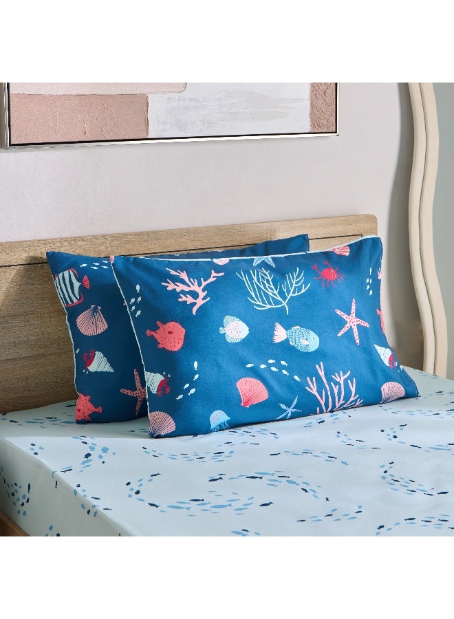 Home Box Joy Sea World Fishes 2-Piece Microfibre Pillow Cover Set 75 x 50 cm - Image 1