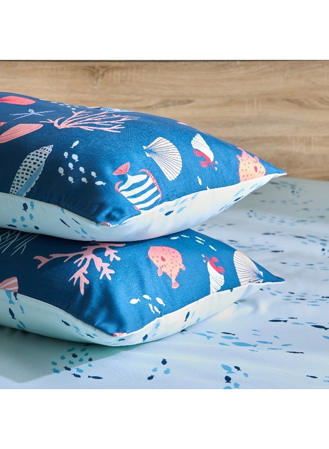 Home Box Joy Sea World Fishes 2-Piece Microfibre Pillow Cover Set 75 x 50 cm - Image 5