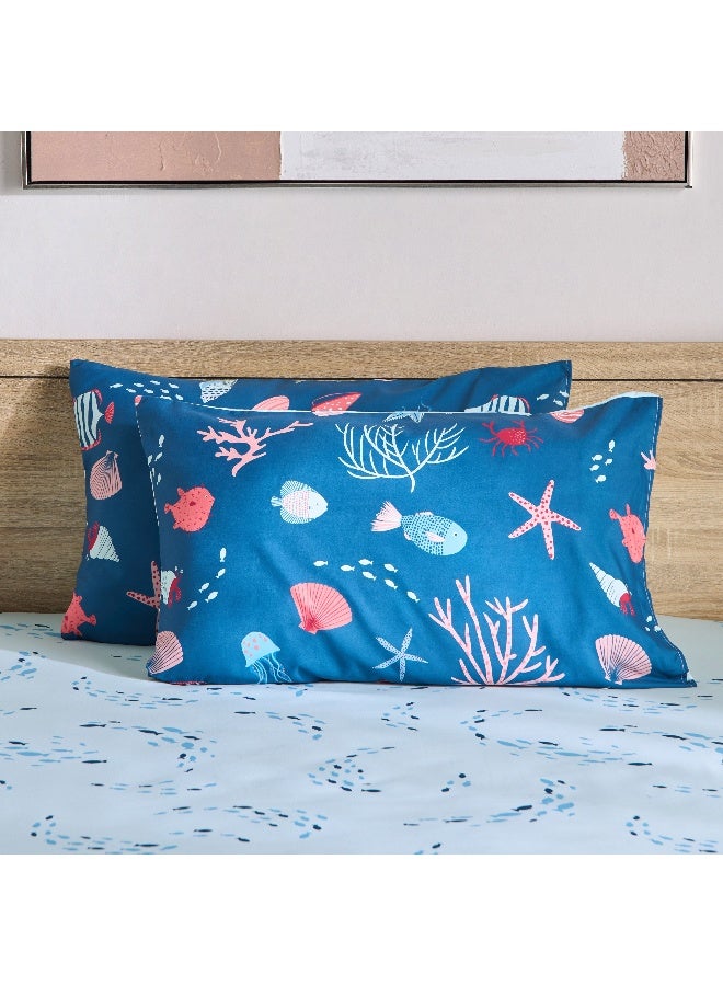Home Box Joy Sea World Fishes 2-Piece Microfibre Pillow Cover Set 75 x 50 cm - Image 2