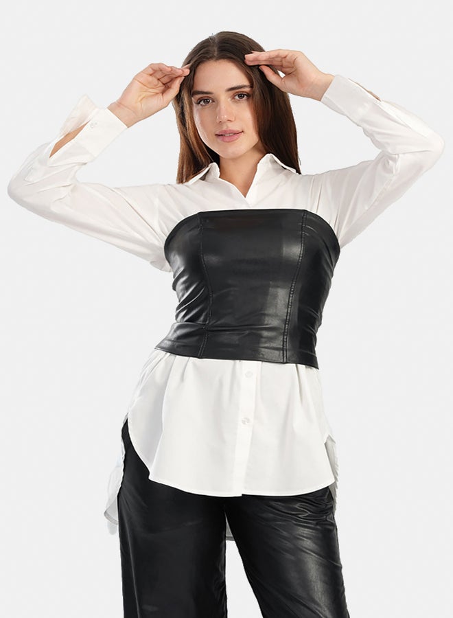 Carina Faux Leather Strapless Black Bustier  - Image 1