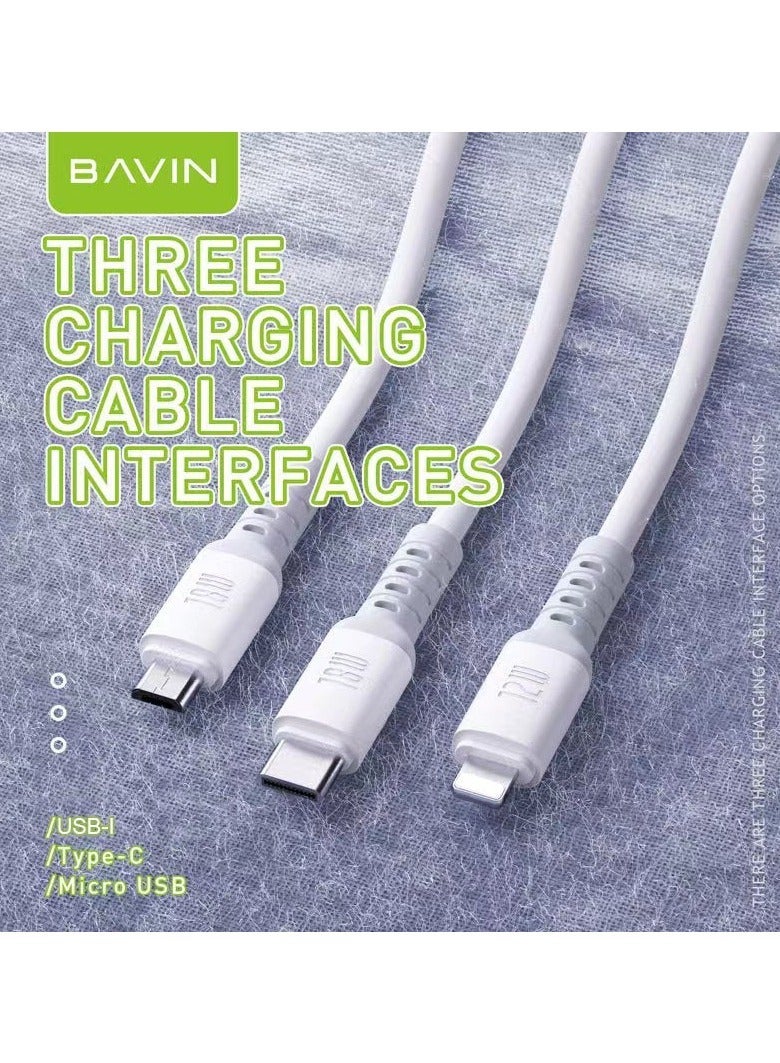 Bavin CB259 18W Strong Silicone power Fast Charging Cable 1200mm USB to Type-C - Image 4