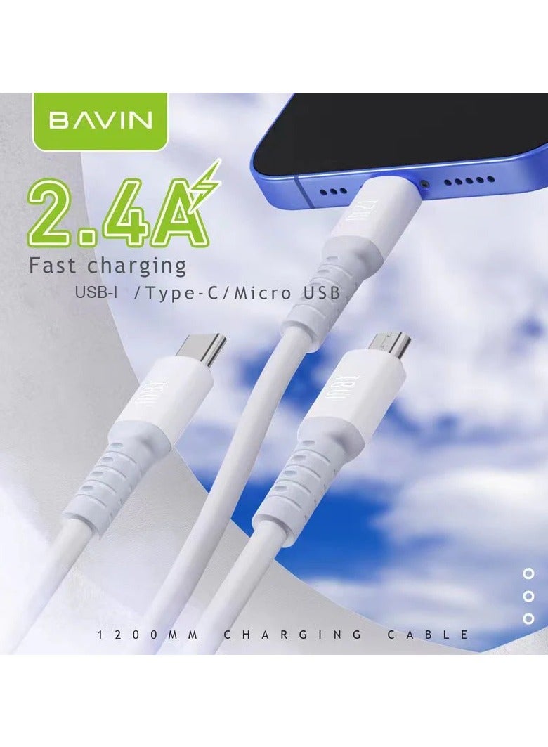 Bavin CB259 18W Strong Silicone power Fast Charging Cable 1200mm USB to Type-C - Image 5