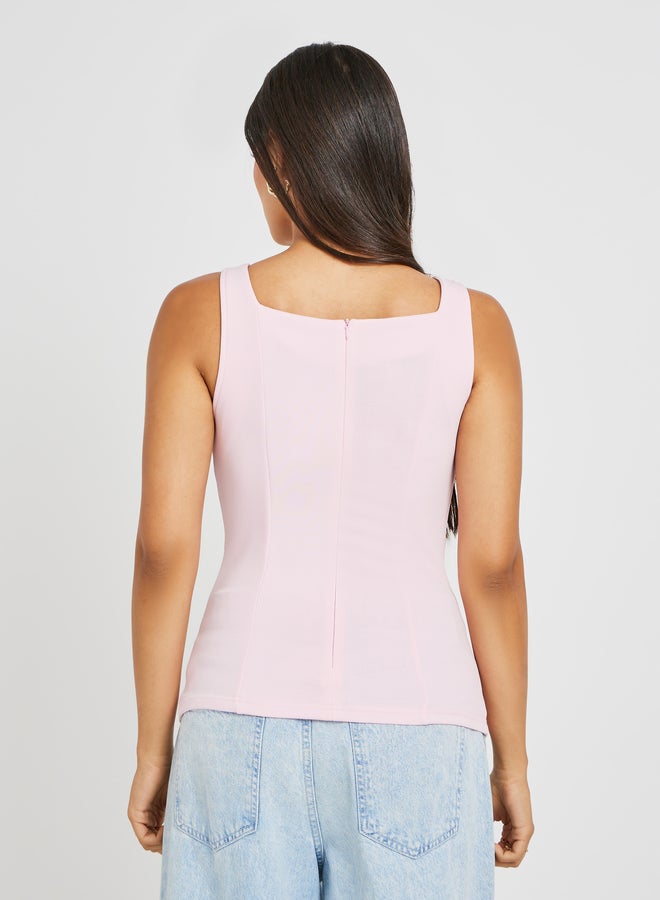 Styli Solid Square Neck Strappy Top  - Image 4