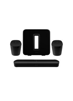 5.1 Home Cinema Solution (1 Sonos Beam (Black) + 2 Sonos One Gen-2 (Black) + 1 Sonos Sub Gen-3 (Black))