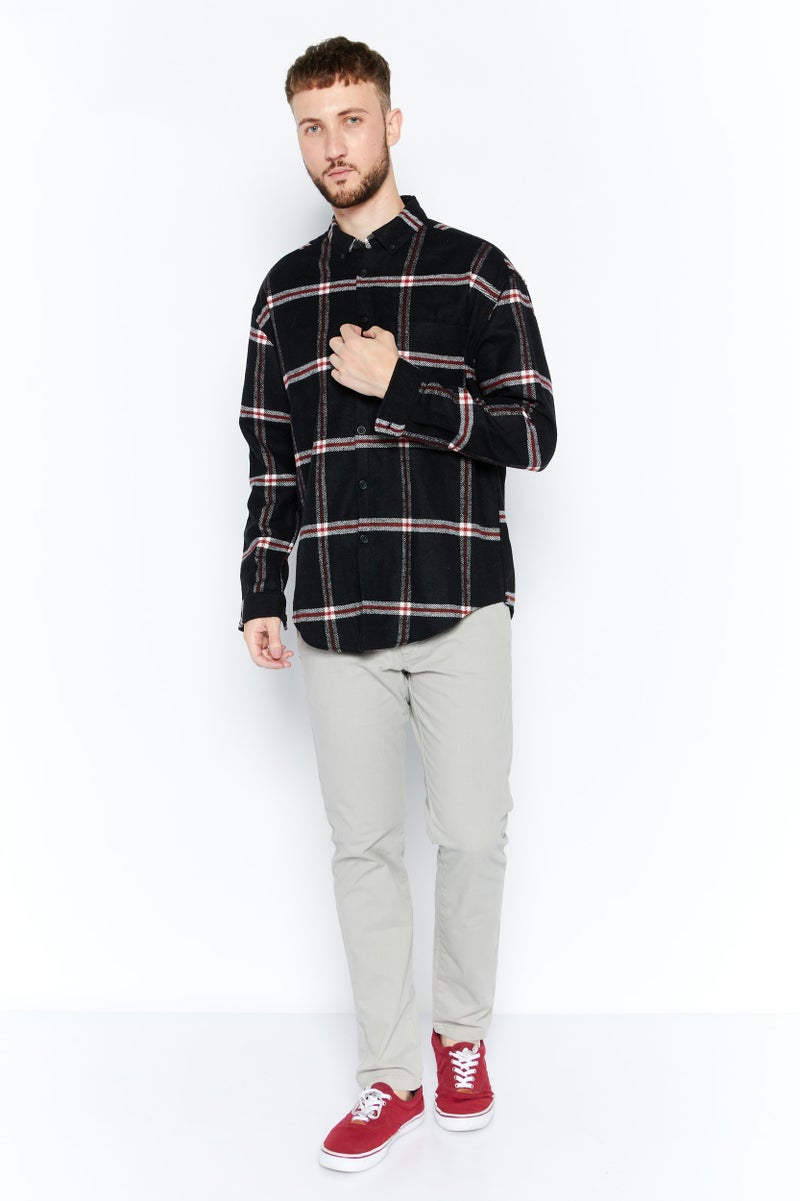 Asos Design Men Oversized Grid Pattern Jacket Shirt, Black - Image 4