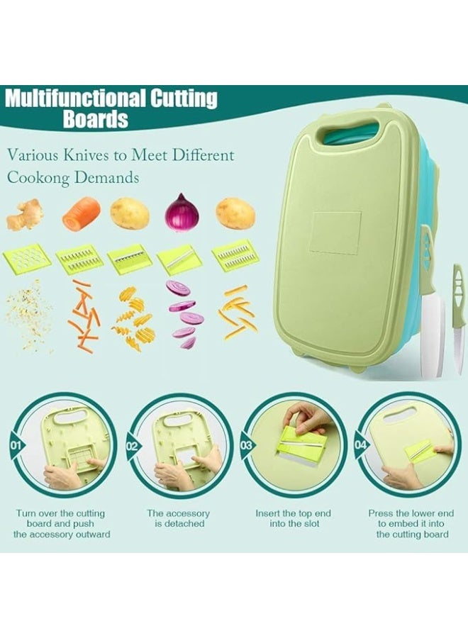 MHR Multifunction Vegetable Slicer & Cutter Board 7-in-1 Kitchen Chopper with Mandoline, Grater, Egg Slicer, Julienne, Dicer & Storage Tray Safe & Durable Food Prep Tool - Image 3