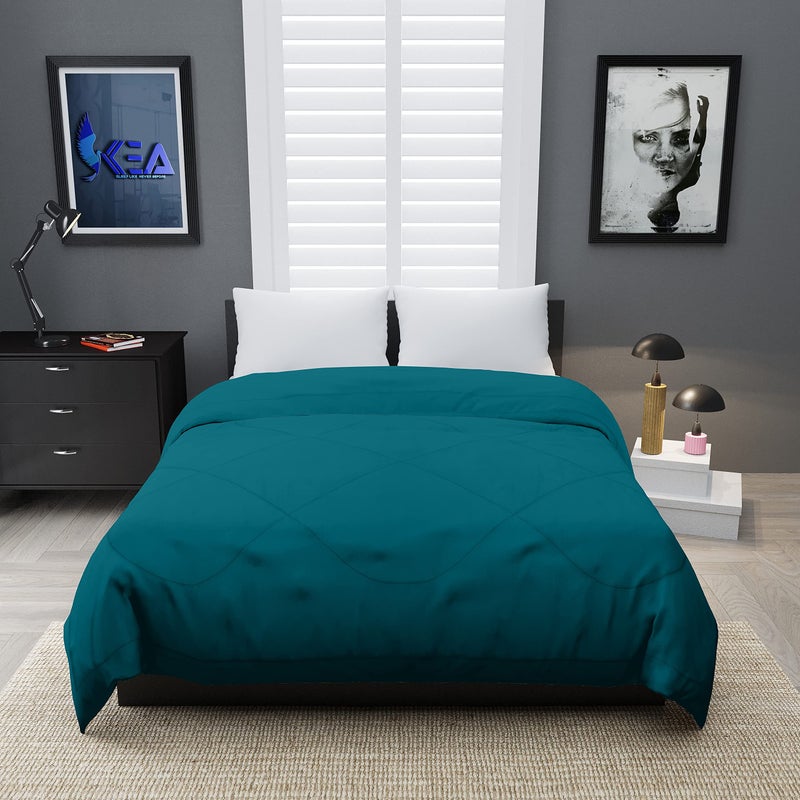 KEA Microfibre Reversible Double Bed King Size Comforter/Duvet for All Weather (Teal Blue, 250GSM)|Comforter Double - Image 2