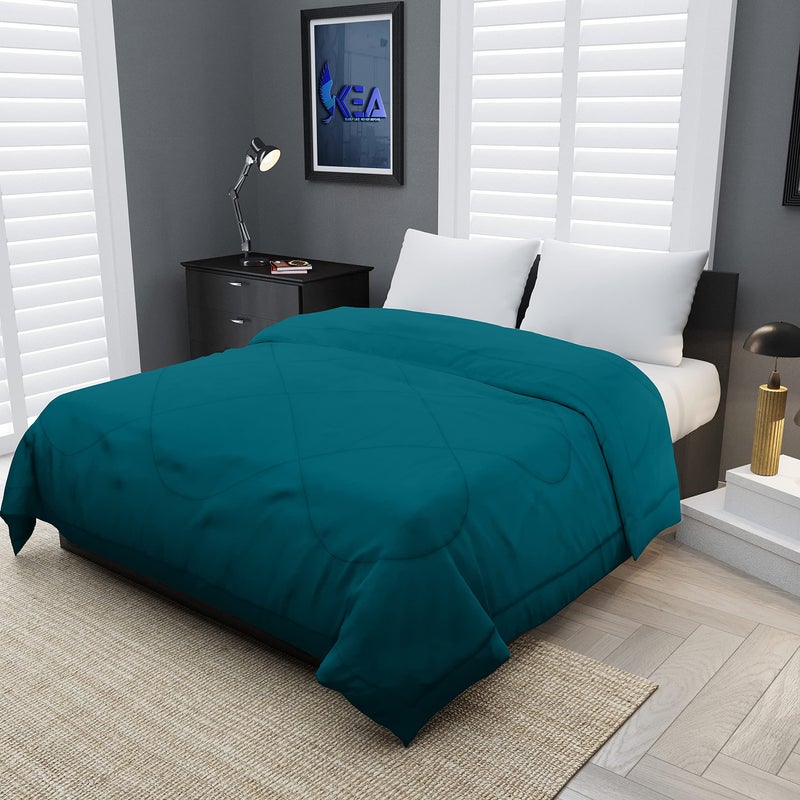 KEA Microfibre Reversible Double Bed King Size Comforter/Duvet for All Weather (Teal Blue, 250GSM)|Comforter Double - Image 1