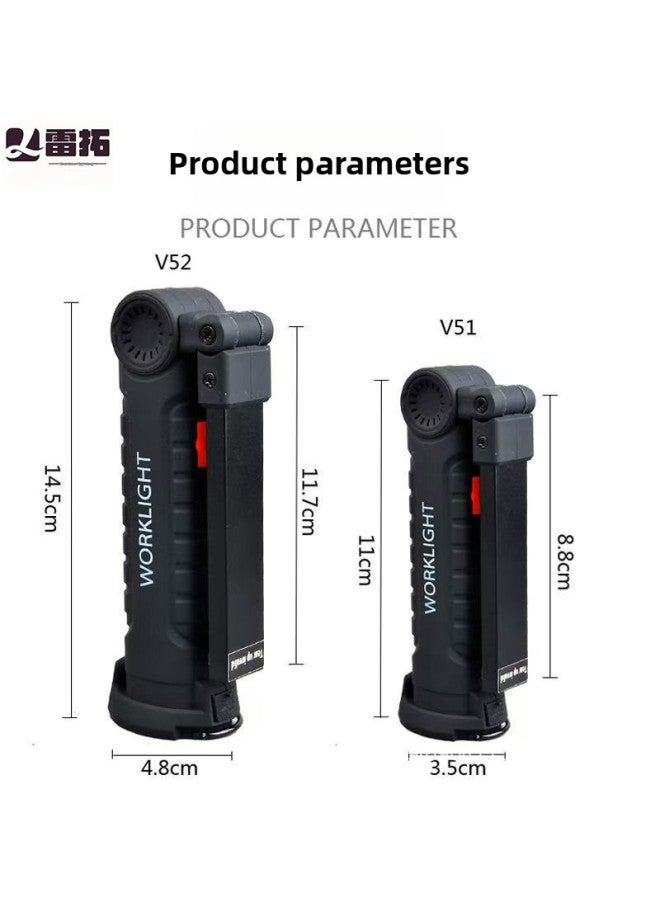 Loquat Car Repair Light COB Strong Light Folding Plastic Work Light With Magnet Flashlight Rechargeable Outdoor Light-Power:3w Small Model (500 Mah) - Image 3