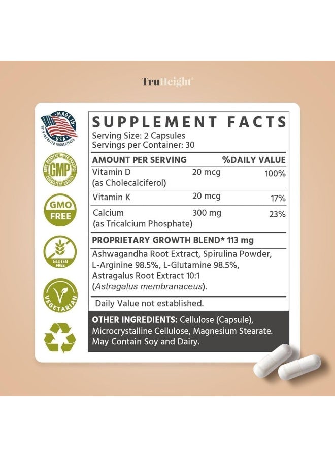 TruHeight Capsules - Height Growth Maximizer - Natural Height Growth for Kids, Teens, & Young Adults - Keto with Ashwaganda & Calcium - Peak Height Booster, Height Increase Pills, Ages 10+ (3 Pack) - Image 5