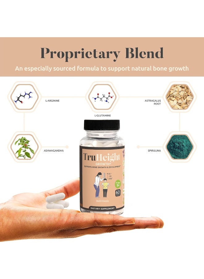 TruHeight Capsules - Height Growth Maximizer - Natural Height Growth for Kids, Teens, & Young Adults - Keto with Ashwaganda & Calcium - Peak Height Booster, Height Increase Pills, Ages 10+ (3 Pack) - Image 3